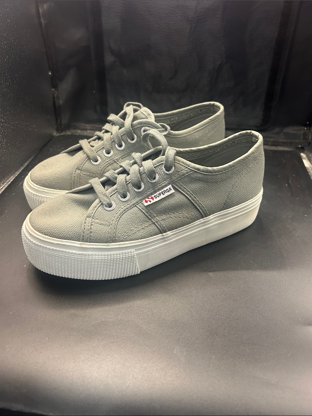 Superga Gray Platform Canvas Sneaker